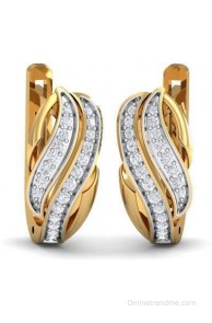 KuberBox Meander 18 K Diamond Gold Stud Earring
